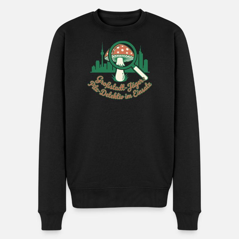 Urban Pilz Detektiv - Männer Premium Bio Pullover - Schwarz