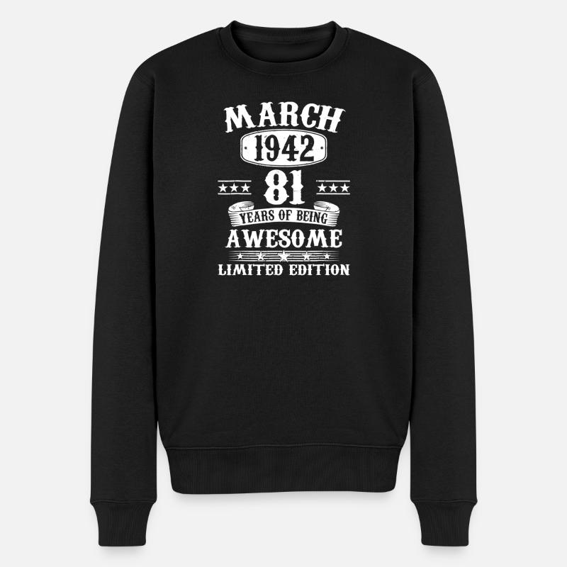 Mars 1942 81 ans d’impressionnant - Pull Premium bio Homme - noir