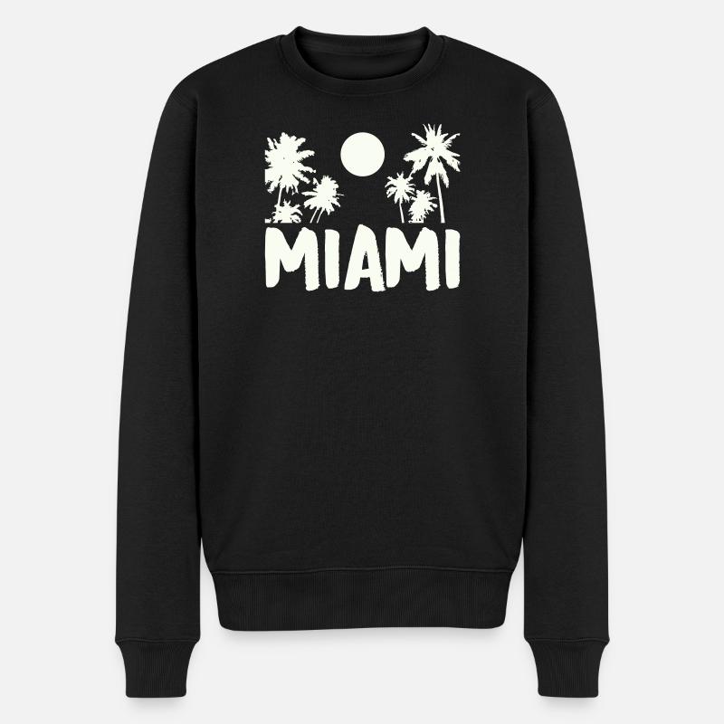 Palmiers de nuit de Miami - Pull Premium bio Homme - noir