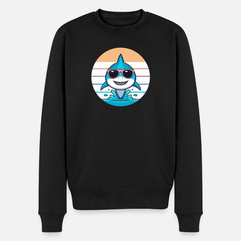 Requin pastel lunettes de soleil - Pull Premium bio Homme - noir