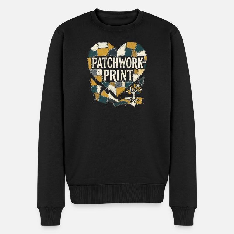 Impression patchwork - Pull Premium bio Homme - noir