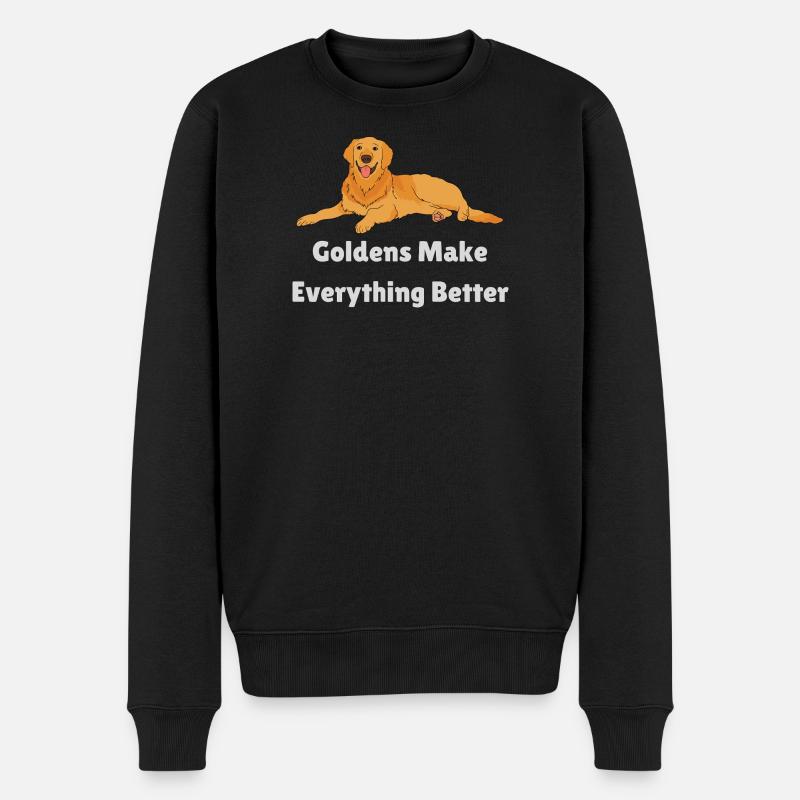 Golden Retriever machen alles besser - Männer Premium Bio Pullover - Schwarz