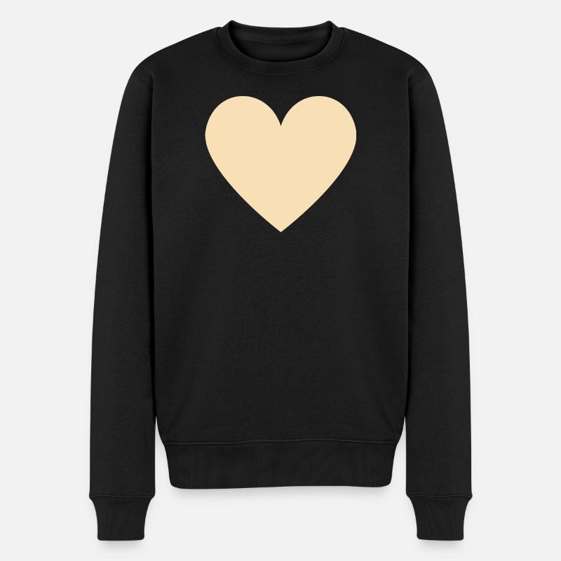 Beiges Herz - minimalistischer Look - Männer Premium Bio Pullover - Schwarz