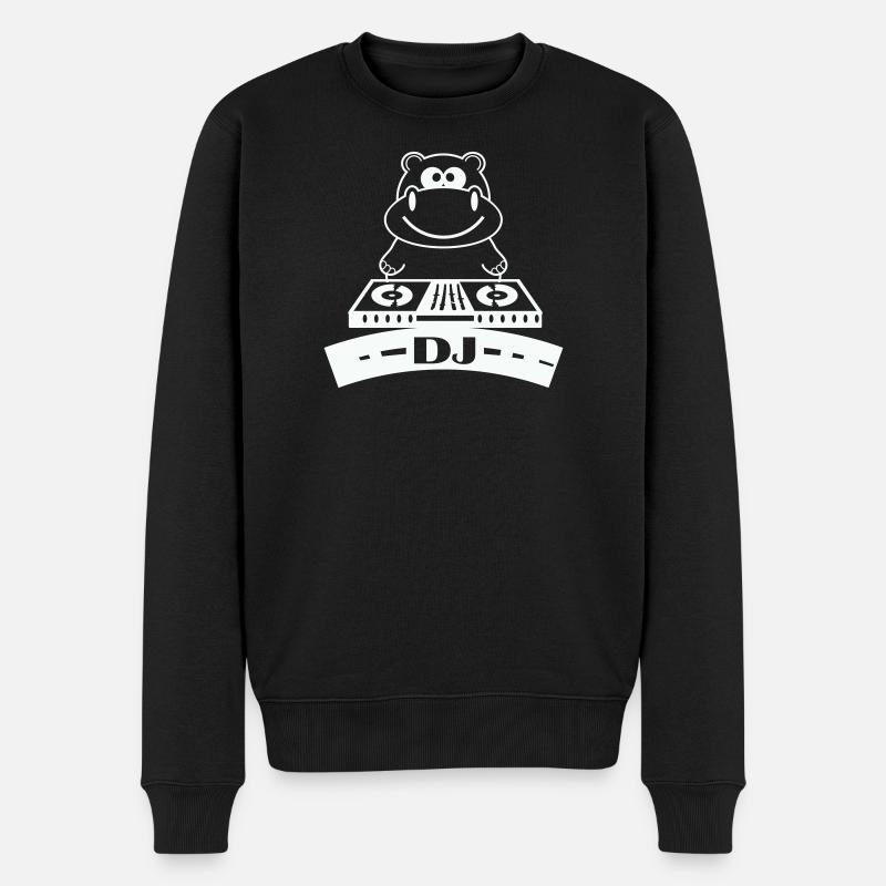 hippo_dj- - Männer Premium Bio Pullover - Schwarz