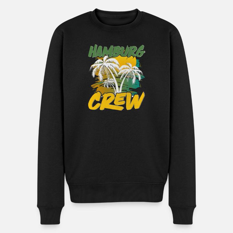 Hamburg Crew - Männer Premium Bio Pullover - Schwarz