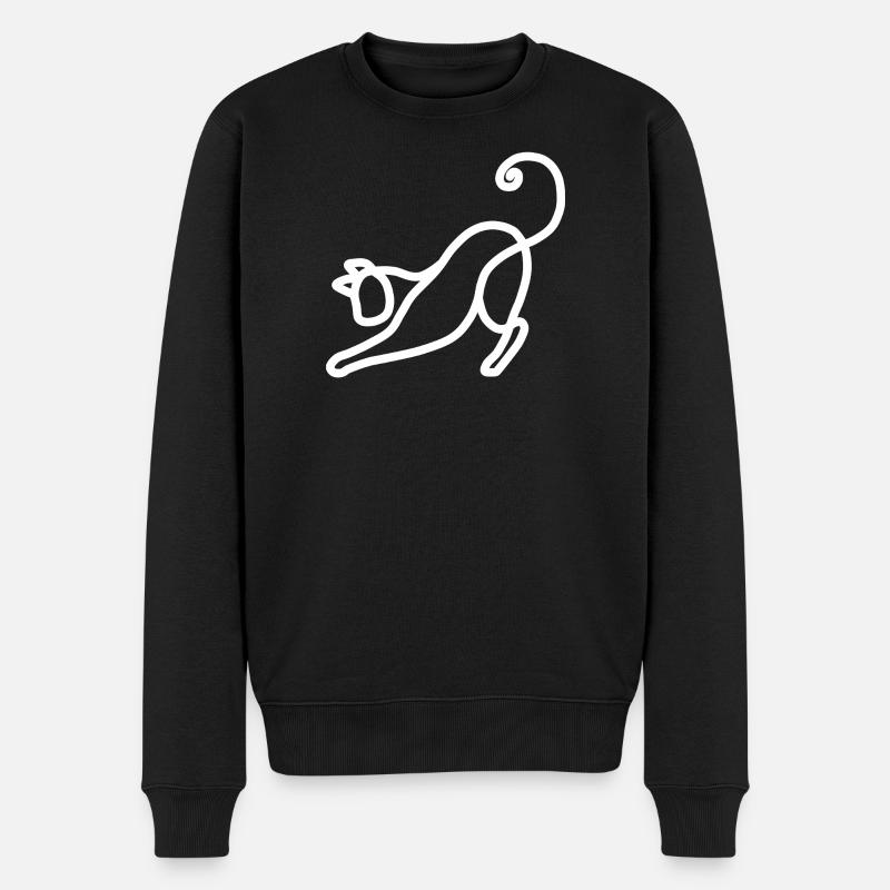Minimalistische Katze - Männer Premium Bio Pullover - Schwarz
