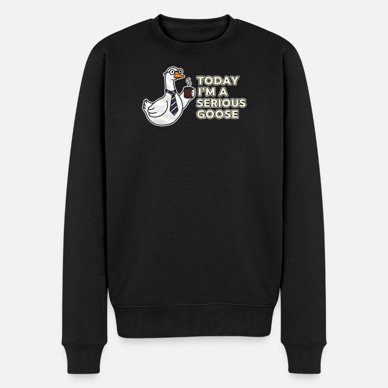 Sérieux Oie : Café, Cravate et Grit - Pull Premium bio Homme - noir