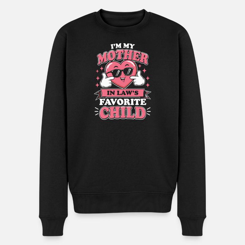 Schwiegermutter Lieblingskind Herz - Männer Premium Bio Pullover - Schwarz