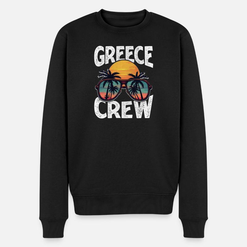 Greece Crew - Männer Premium Bio Pullover - Schwarz
