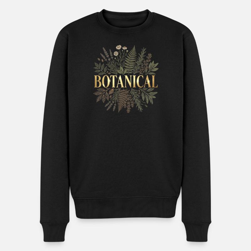 Golden Botanical - Männer Premium Bio Pullover - Schwarz