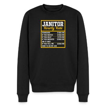 Hausmeister Stundenlohn - Männer Premium Bio Pullover - Schwarz - Vorne - Nico (187cm)