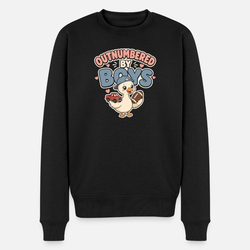 Outnumbered by Boys Duck - Männer Premium Bio Pullover - Schwarz