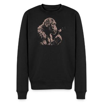  Chimpanzee Blowing Dandelion Art Monkey Nature - Männer Premium Bio Pullover - Schwarz - Vorne - Nico (187cm)