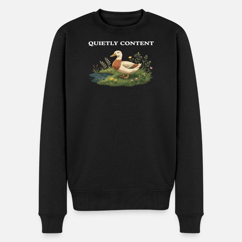 Quiet Duck by Garden Pond Cottagecore Farm - Männer Premium Bio Pullover - Schwarz