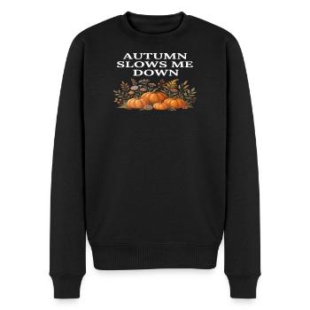 Autumn Slows Me Down Pumpkin Bloom Cottagecore - Men's Premium Organic Jumper - black - Front - Nico (187cm)