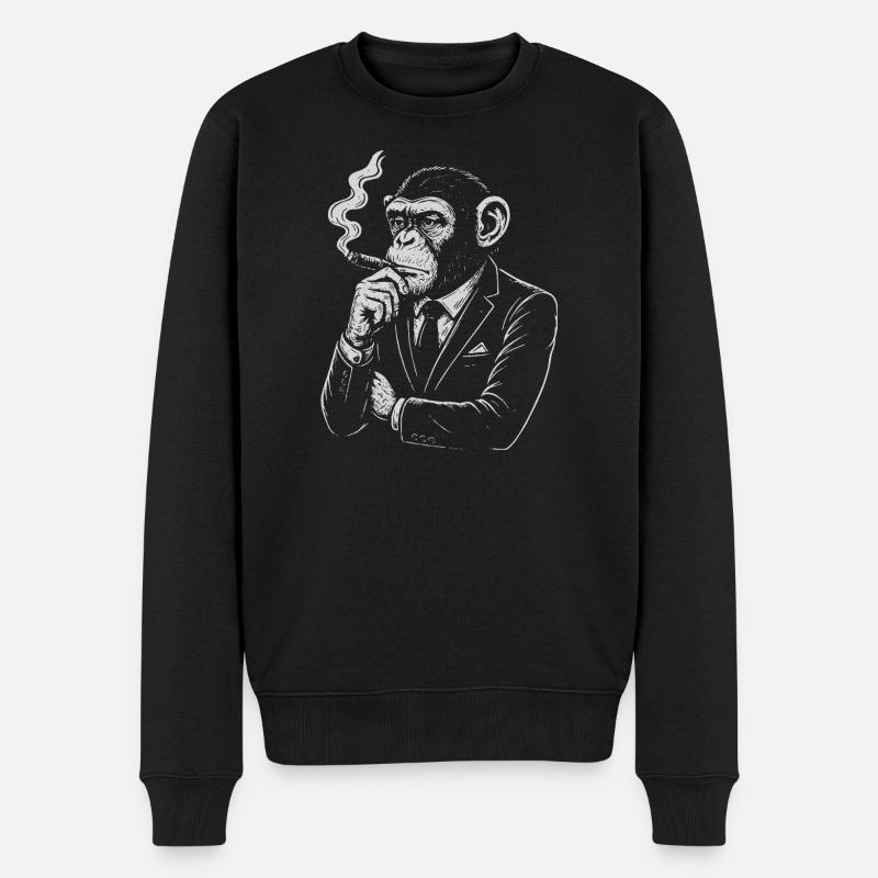 Zigarrenaffe im Anzug Retro - Männer Premium Bio Pullover - Schwarz