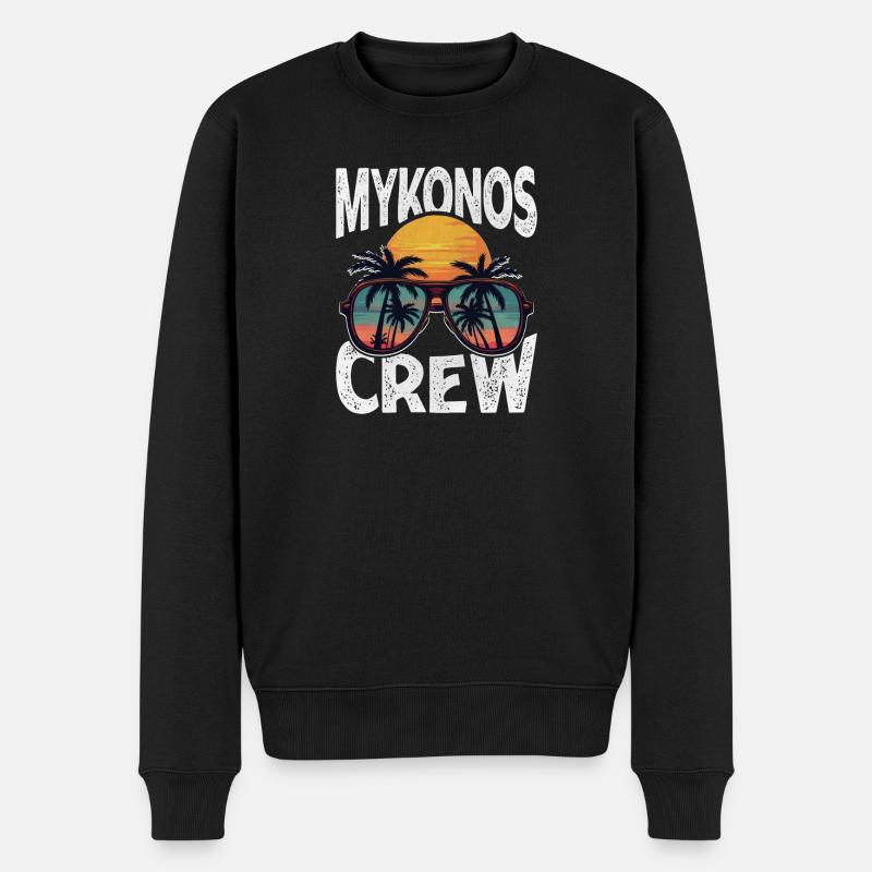 Mykonos Crew - Männer Premium Bio Pullover - Schwarz
