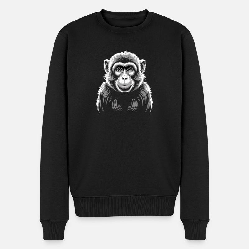 Affe - Männer Premium Bio Pullover - Schwarz