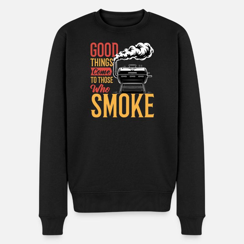 BBQ Grilling Meat Smoking Barbecue - Männer Premium Bio Pullover - Schwarz