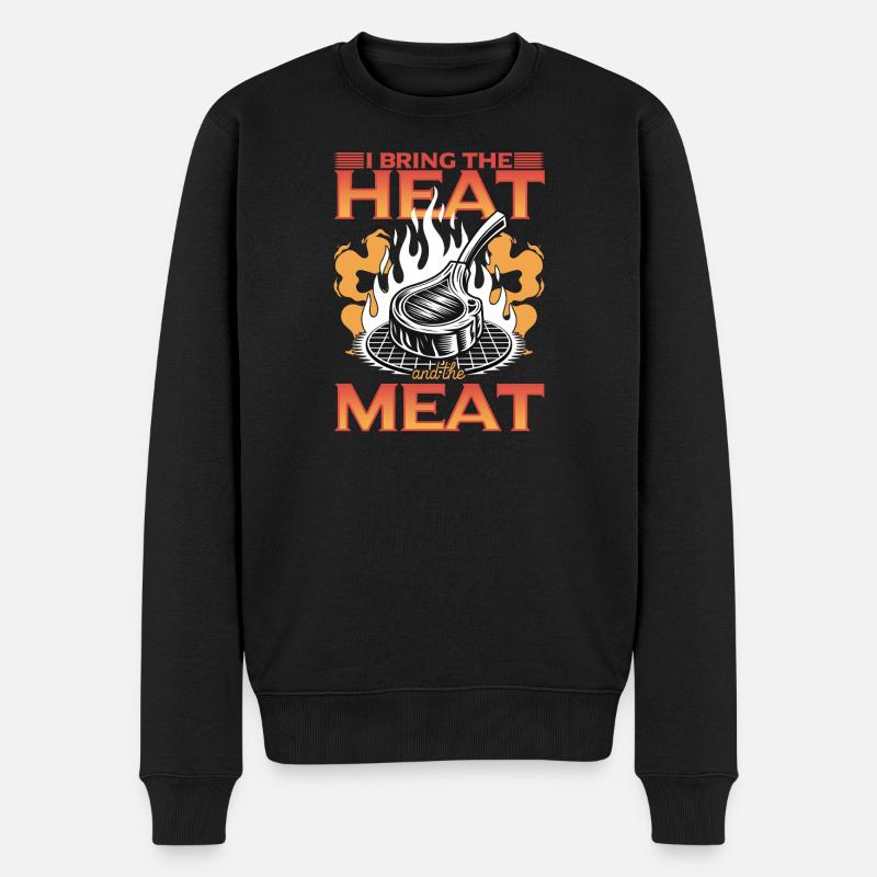 BBQ Grilling Meat Smoking Barbecue - Männer Premium Bio Pullover - Schwarz