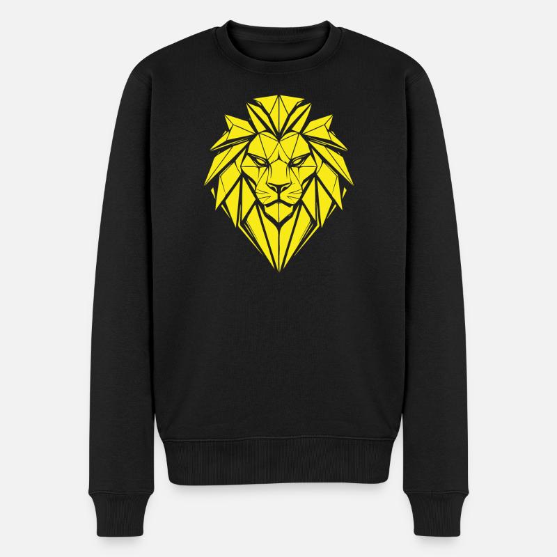 Geometrischer Löwe in Gelb - Männer Premium Bio Pullover - Schwarz