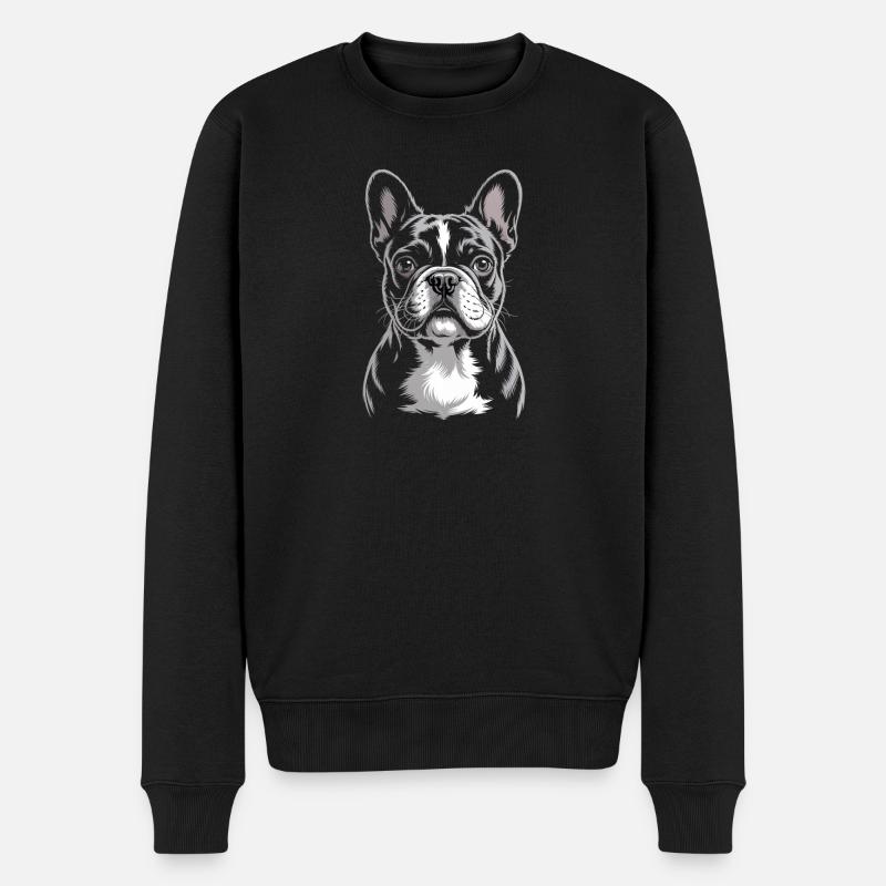 Französische Bulldogge Frenchie - Männer Premium Bio Pullover - Schwarz