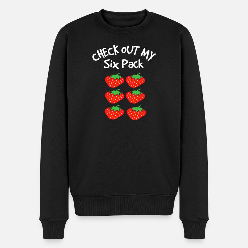 Strawberry Six Pack Graphic Tee - Men's Premium Organic Jumper - black