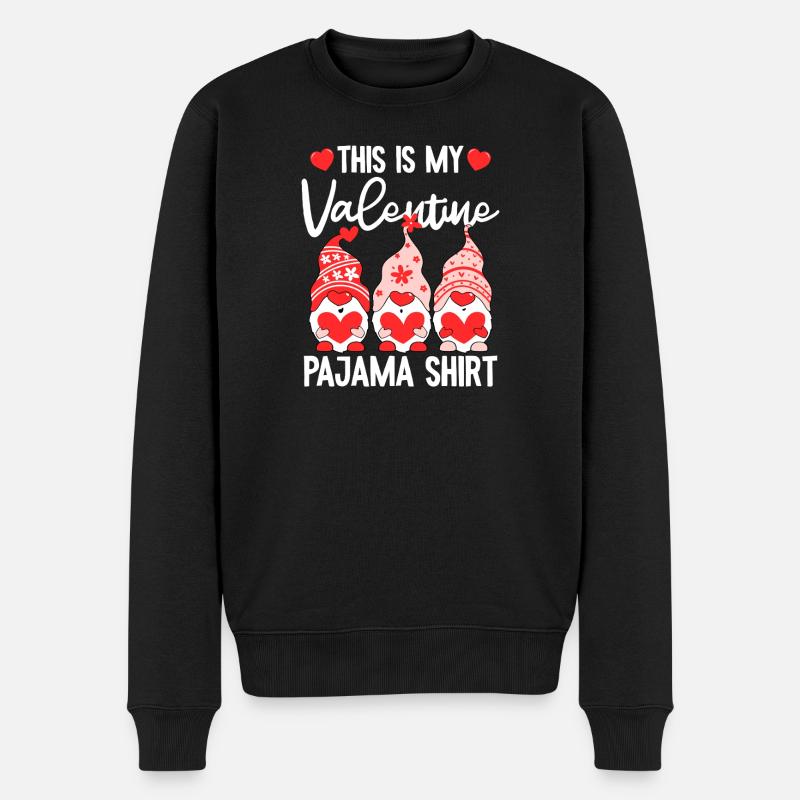 Valentine Gnome Pyjama-Hemd - Männer Premium Bio Pullover - Schwarz
