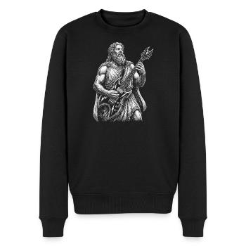 Zeus spielt Gitarre - Männer Premium Bio Pullover - Schwarz - Vorne - Nico (187cm)