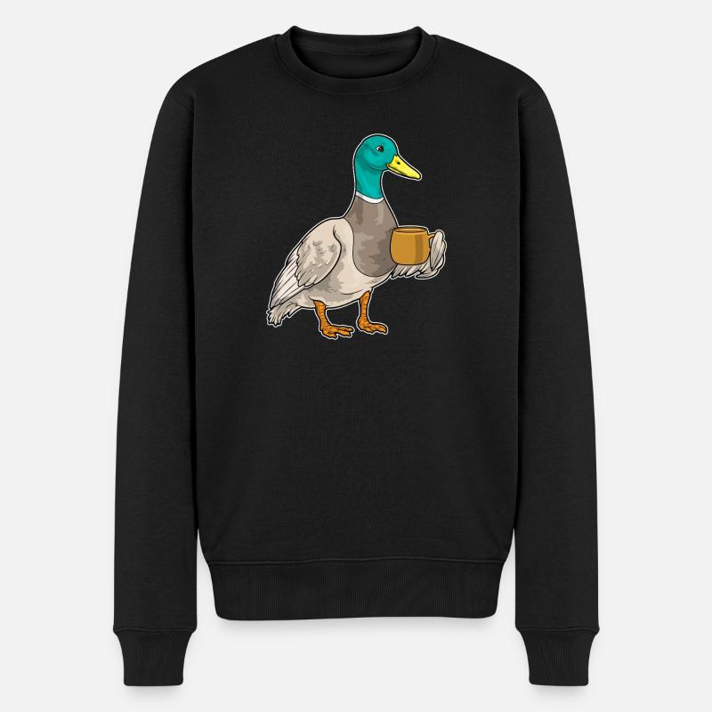 Ente Kaffee Tasse - Männer Premium Bio Pullover - Schwarz
