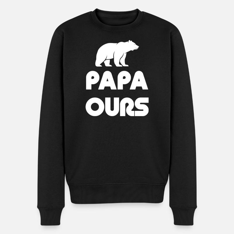 Papa Ours Silhouette - Männer Premium Bio Pullover - Schwarz