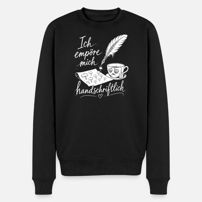 Ich empöre mich handschriftlich - Männer Premium Bio Pullover - Schwarz