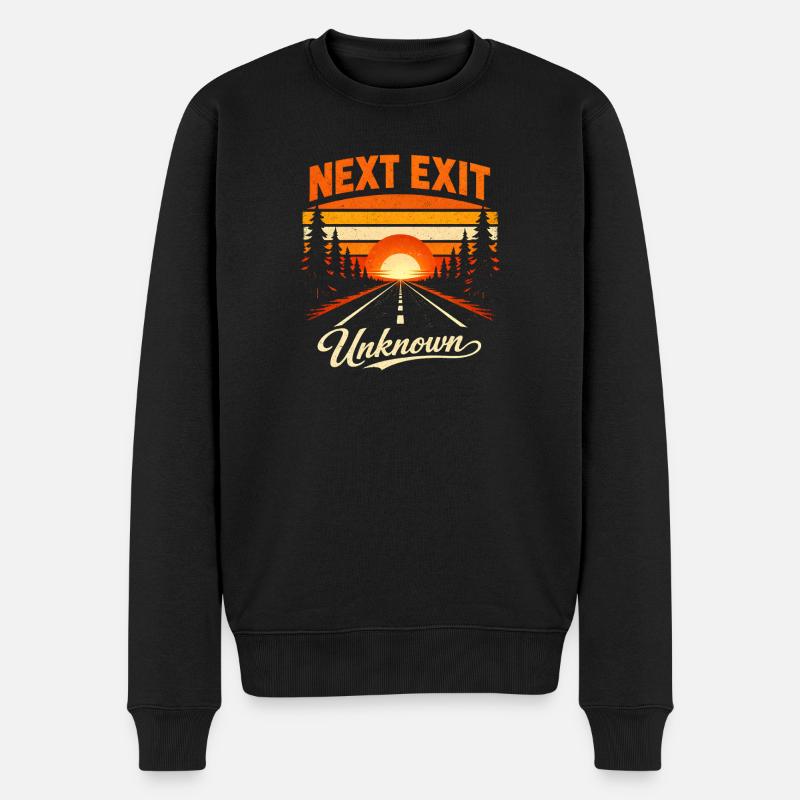 Next exit Unknown | Road trip - Men's Premium Organic Jumper - black