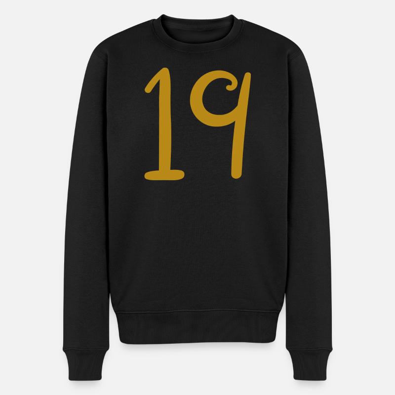 19 - Männer Premium Bio Pullover - Schwarz