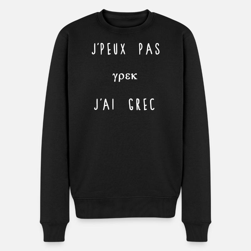 J'peux Pas J'ai Grec Blanc - Pull Premium bio Homme - noir