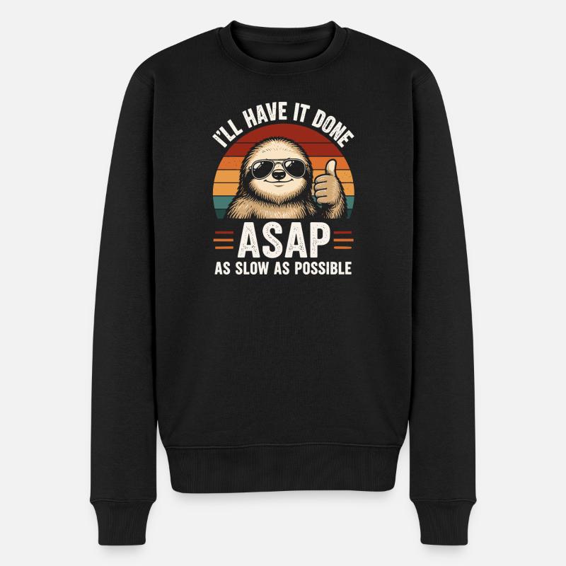 Slow As Possible Sloth Retro - Men's Premium Organic Jumper - black