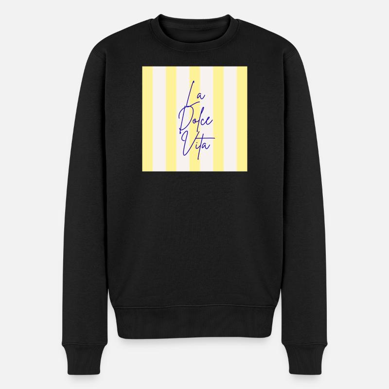 Minimalistisches LA DOLCE VITA Grafik-T-Design - Männer Premium Bio Pullover - Schwarz