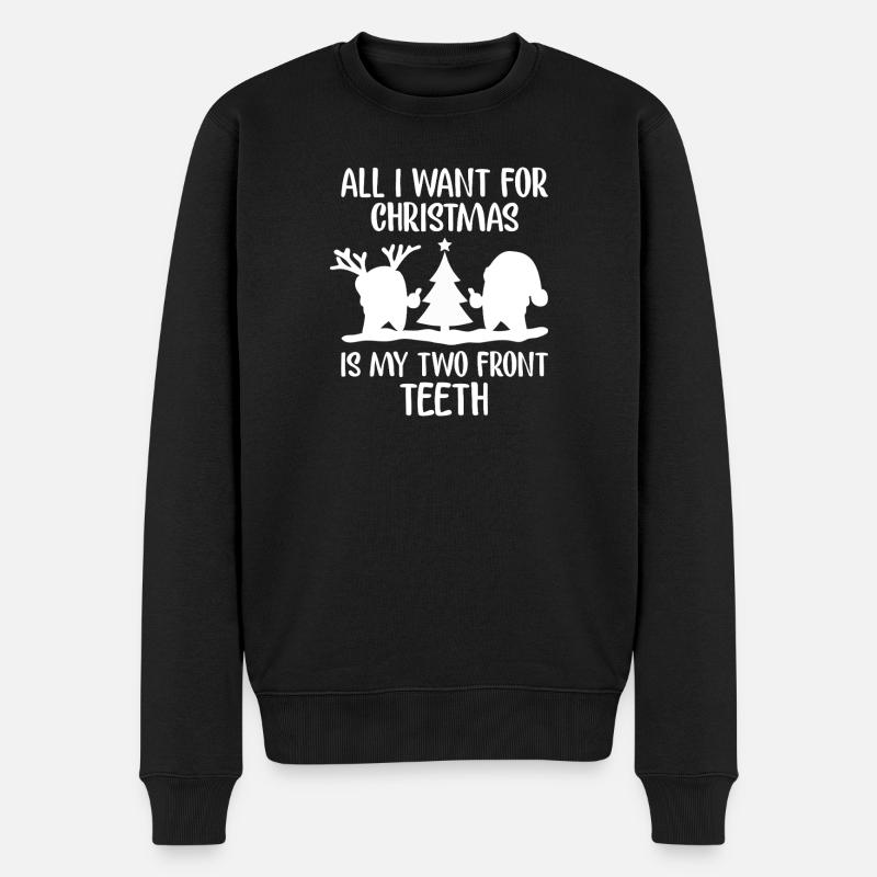 Two Front Teeth Christmas Tee - Men's Premium Organic Jumper - black