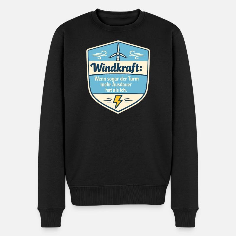 Windkraft Spruchschild Humor - Männer Premium Bio Pullover - Schwarz