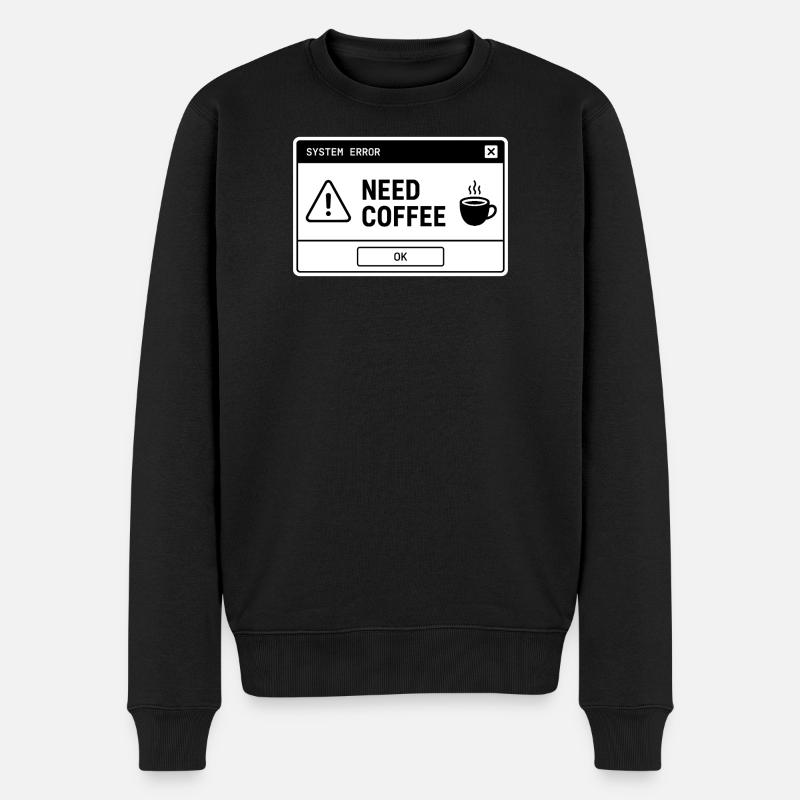  SYSTEM ⚠️ ERROR – NEED COFFEE  - Männer Premium Bio Pullover - Schwarz