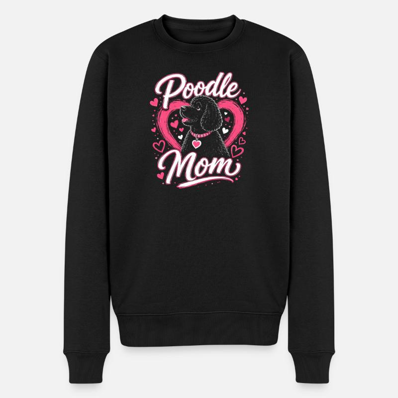 Pudel Mama Herzchen Design - Männer Premium Bio Pullover - Schwarz