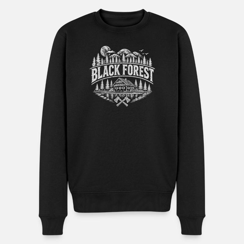 Schwarzwald Waldhaus Motiv - Männer Premium Bio Pullover - Schwarz