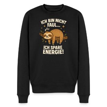 Faultier Müde Faul Mitarbeiter, Ich bin nicht faul - Männer Premium Bio Pullover - Schwarz - Vorne - Nico (187cm)