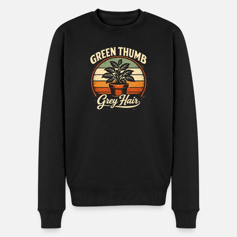 Grüner Daumen, graues Haar | Garten - Männer Premium Bio Pullover - Schwarz