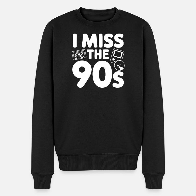 Ich vermisse die 90er - Männer Premium Bio Pullover - Schwarz