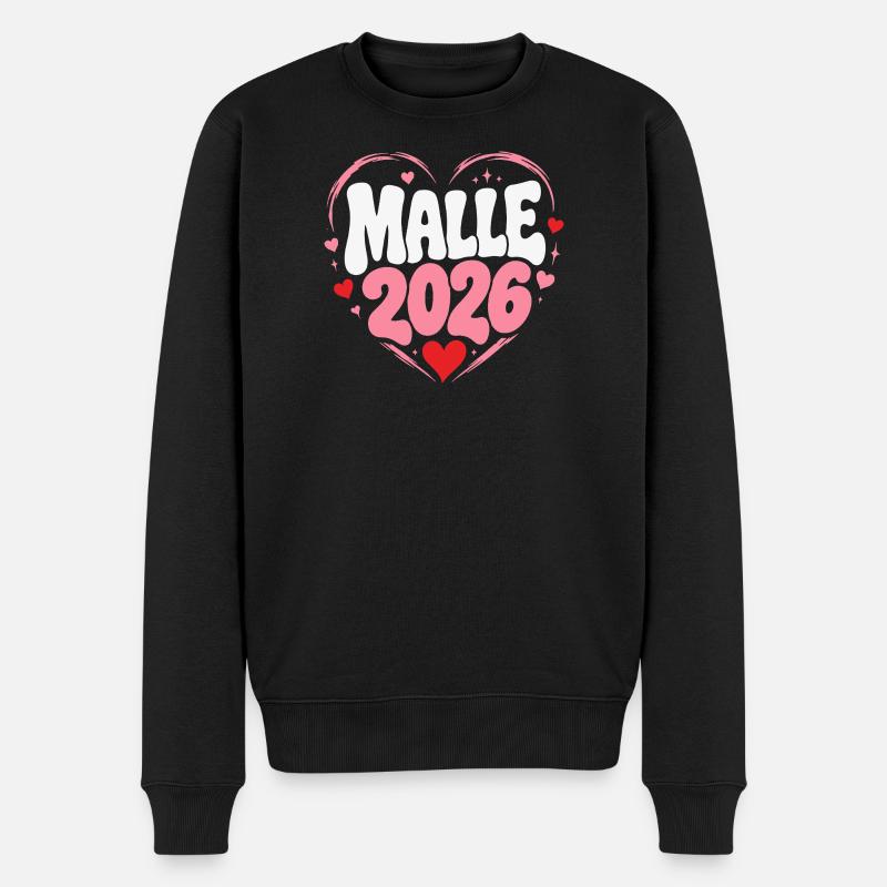 Malie 2026 Herz Design - Männer Premium Bio Pullover - Schwarz