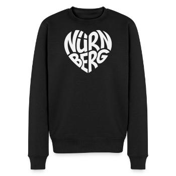 Nurnberg Herz Schriftzug - Männer Premium Bio Pullover - Schwarz - Vorne - Nico (187cm)
