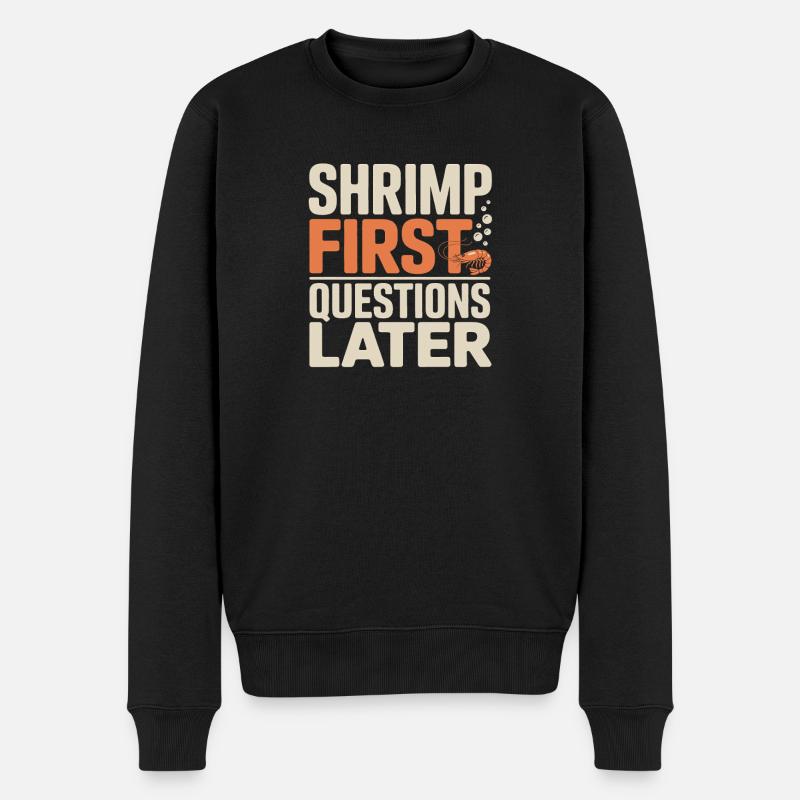 Crevettes d’abord | Humour d’aquarium - Pull Premium bio Homme - noir