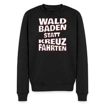 Waldbaden statt Kreuzfahrten - weiss - Männer Premium Bio Pullover - Schwarz - Vorne - Nico (187cm)