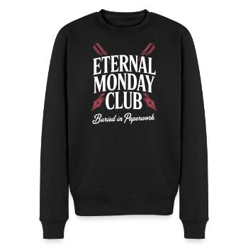 Ewiger Montag Club: Papierkram - Männer Premium Bio Pullover - Schwarz - Vorne - Nico (187cm)